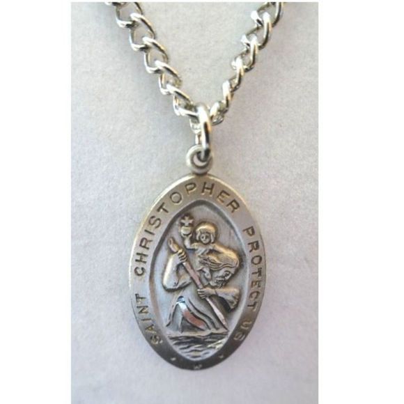 New Sterling Silver St. Christopher Medal with 18"